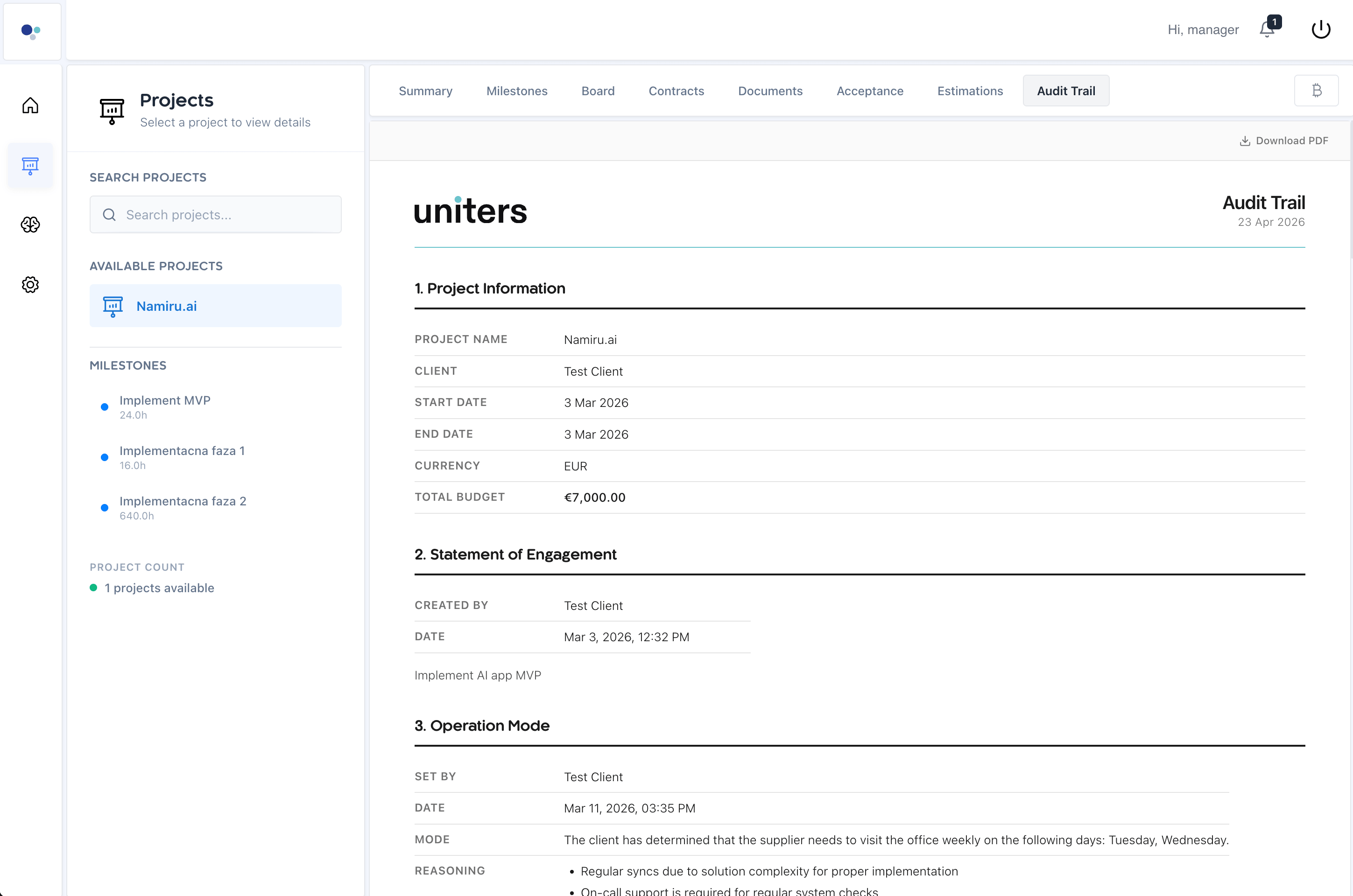Compliant contracting: audit trail, Contracts, Documents